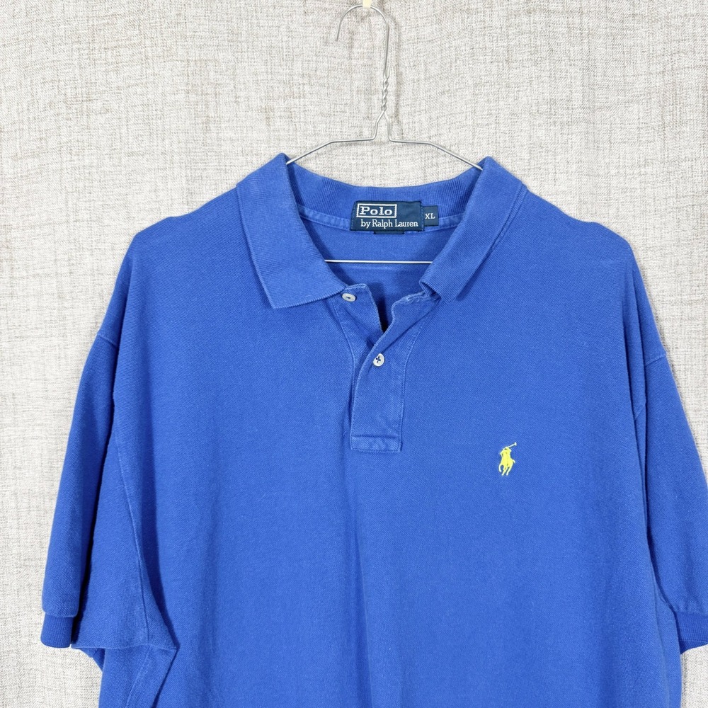 Polo Ralph Lauren Polo Shirt Mens XL Blue Pique Preppy Classic Pony Heritage - Picture 2 of 7